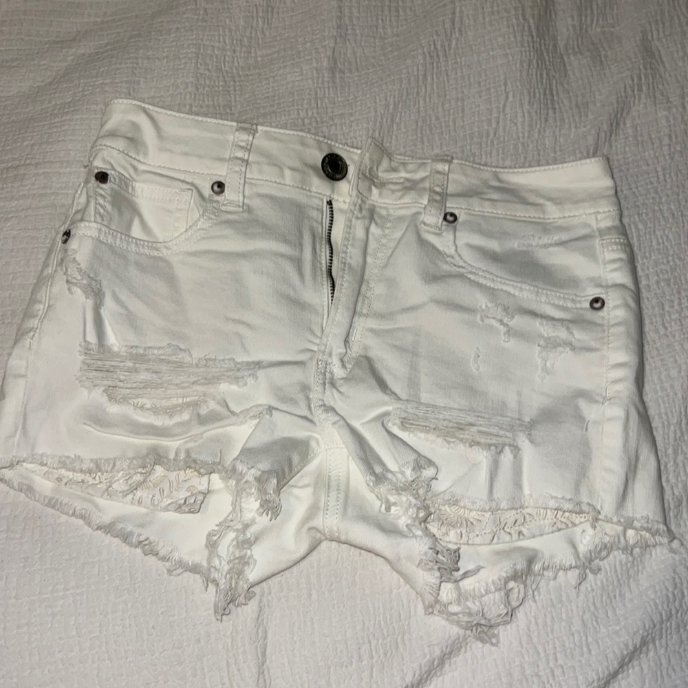 American eagle white jean shorts